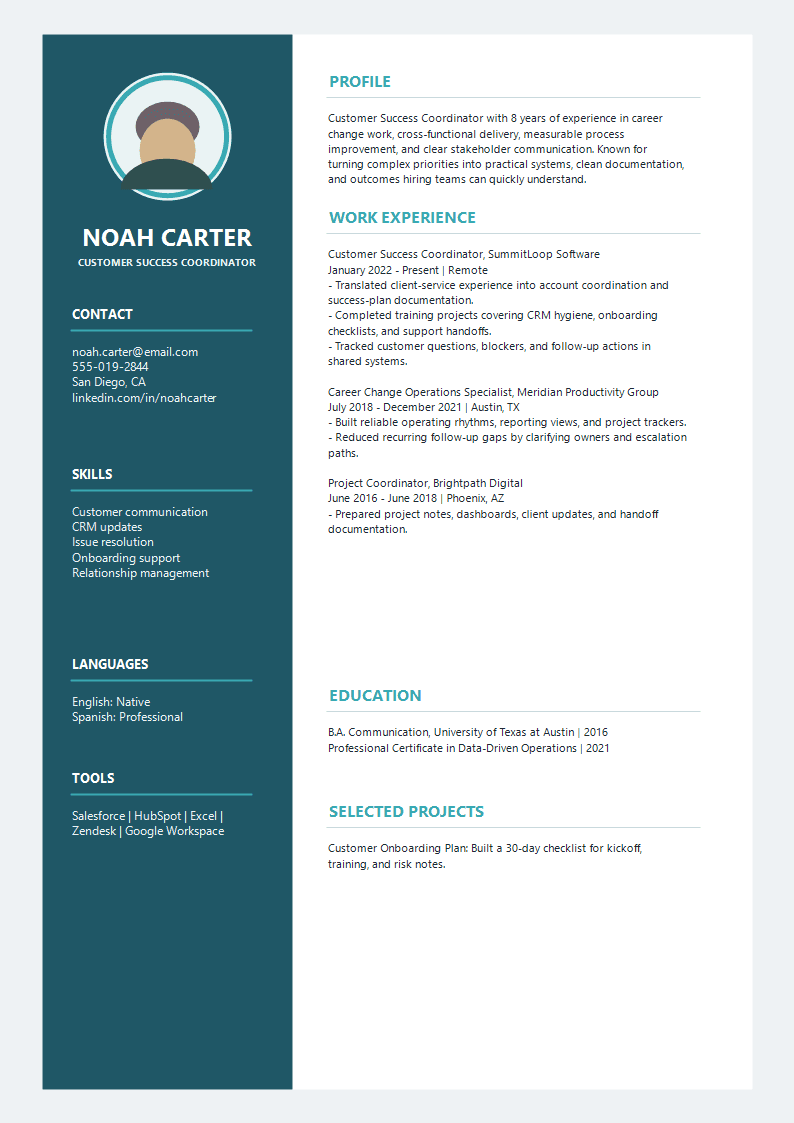 Career Change Halo Avatar Resume preview