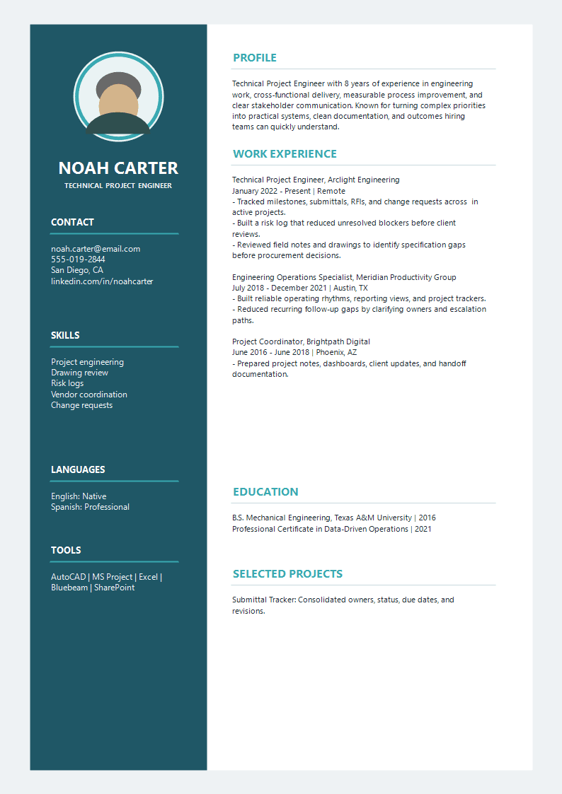 Engineering Halo Avatar Resume preview