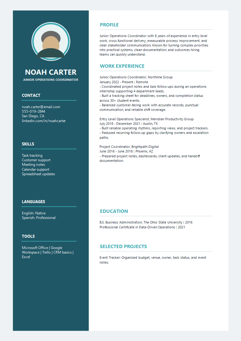 Entry Level Halo Avatar Resume preview