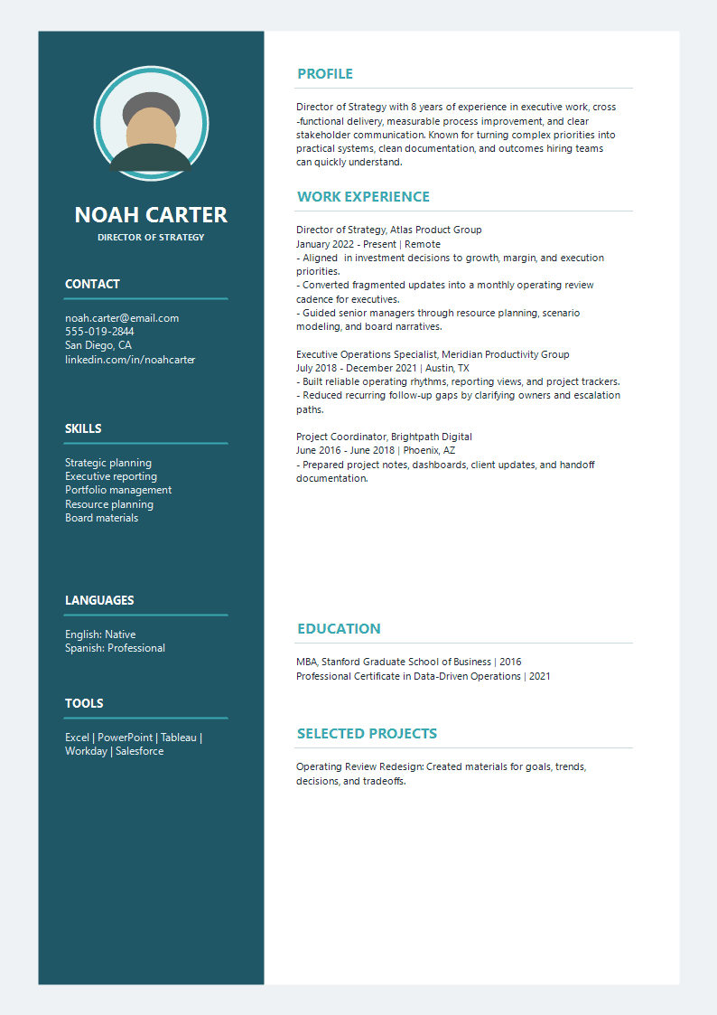 Executive Halo Avatar Resume preview