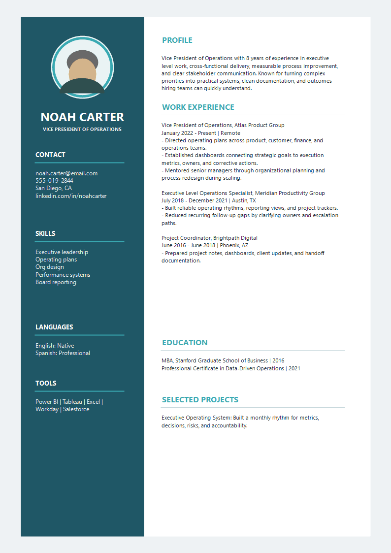 Executive Level Halo Avatar Resume preview