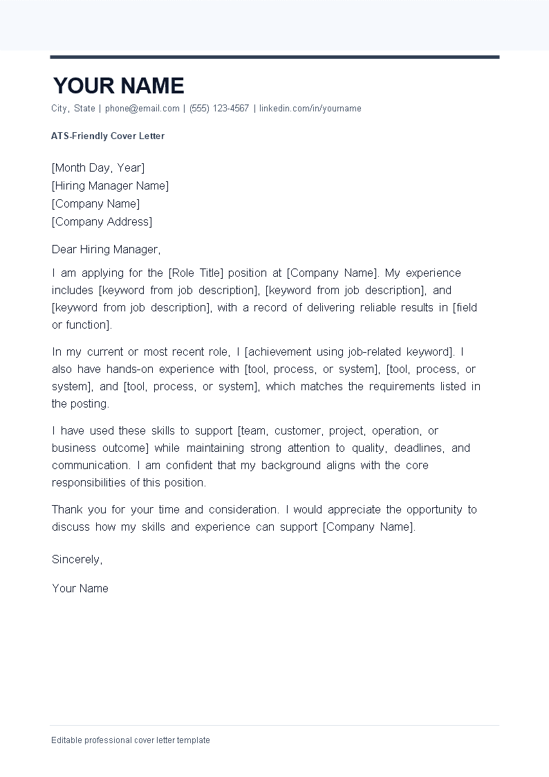 ATS-Friendly Cover Letter preview