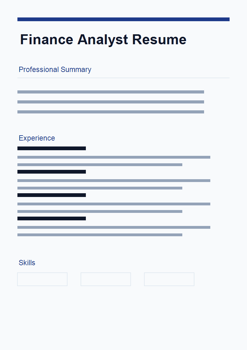 Finance Analyst Resume preview
