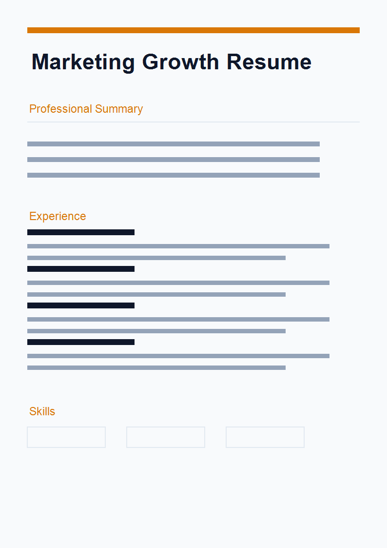 Marketing Growth Resume preview