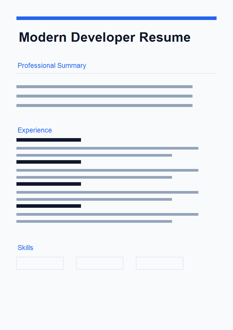 Modern Developer Resume preview
