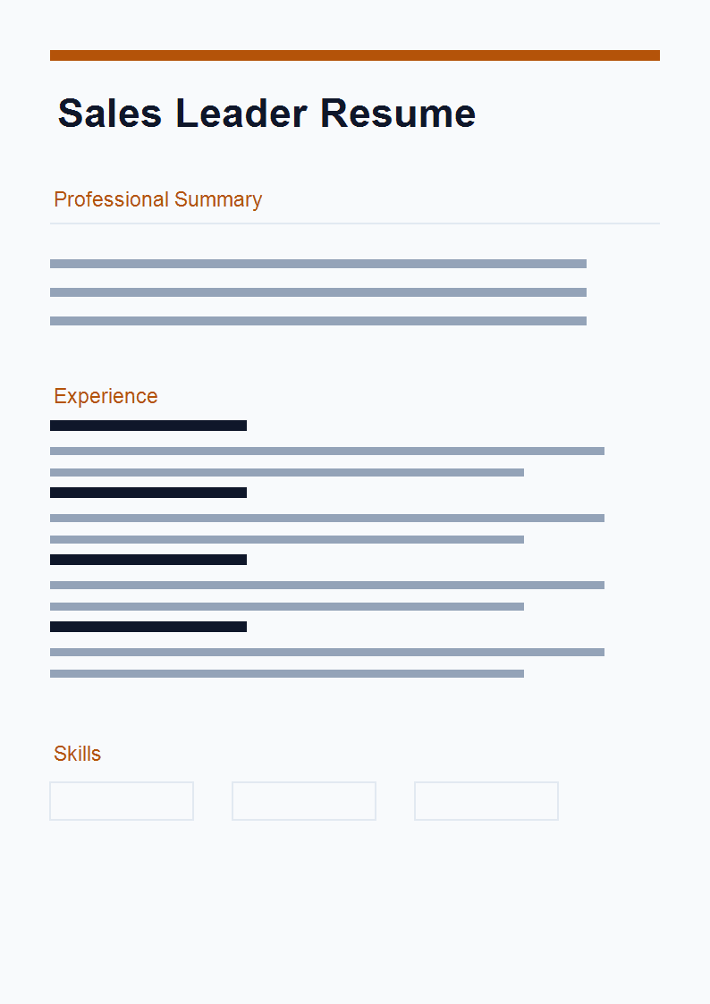 Sales Leader Resume preview