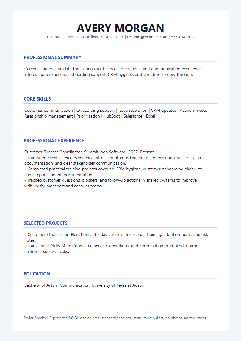 Career Change HR Preferred Resume preview