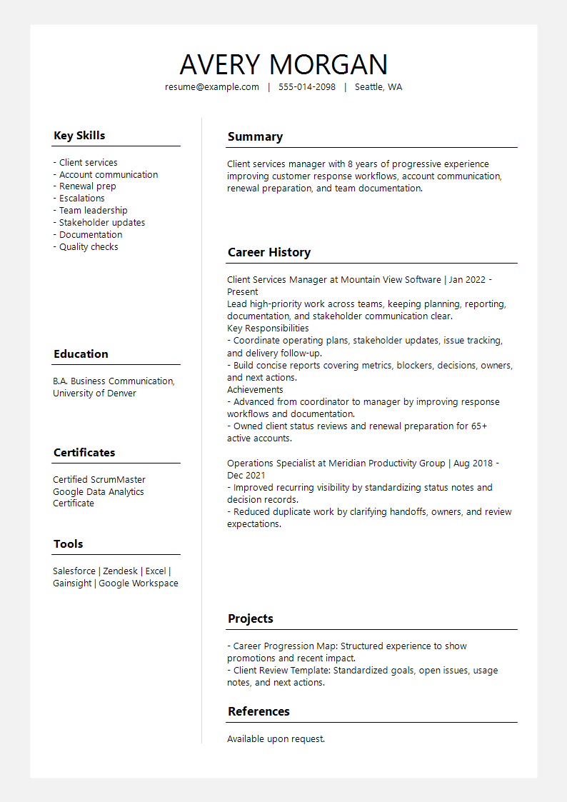 Chronological Slate Profile Split Resume preview