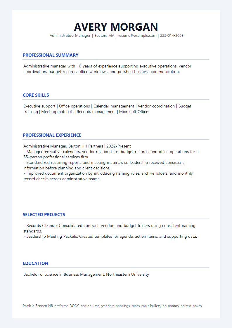Classic HR Preferred Resume preview