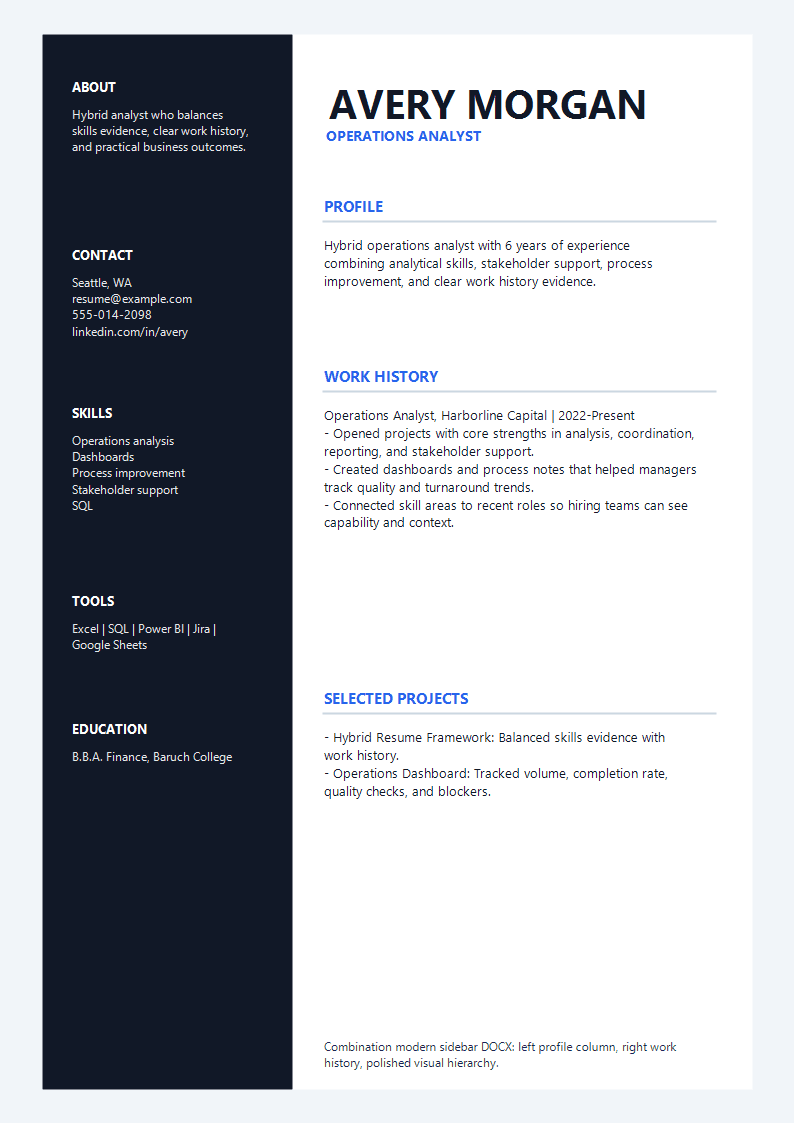 Combination Modern Sidebar Resume preview