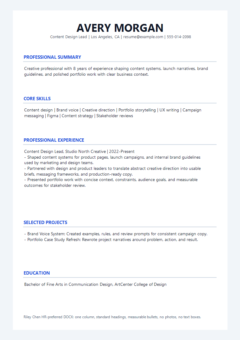 Creative Style HR Preferred Resume preview