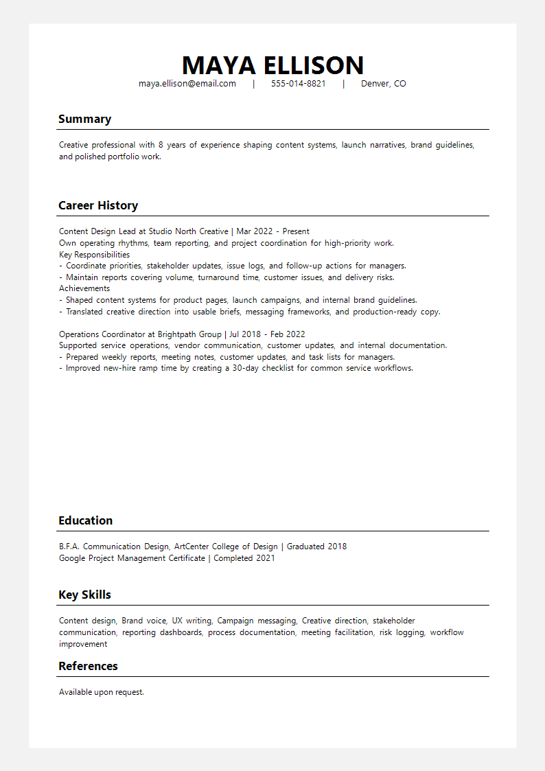 Creative Style Linear Chronicle Resume preview