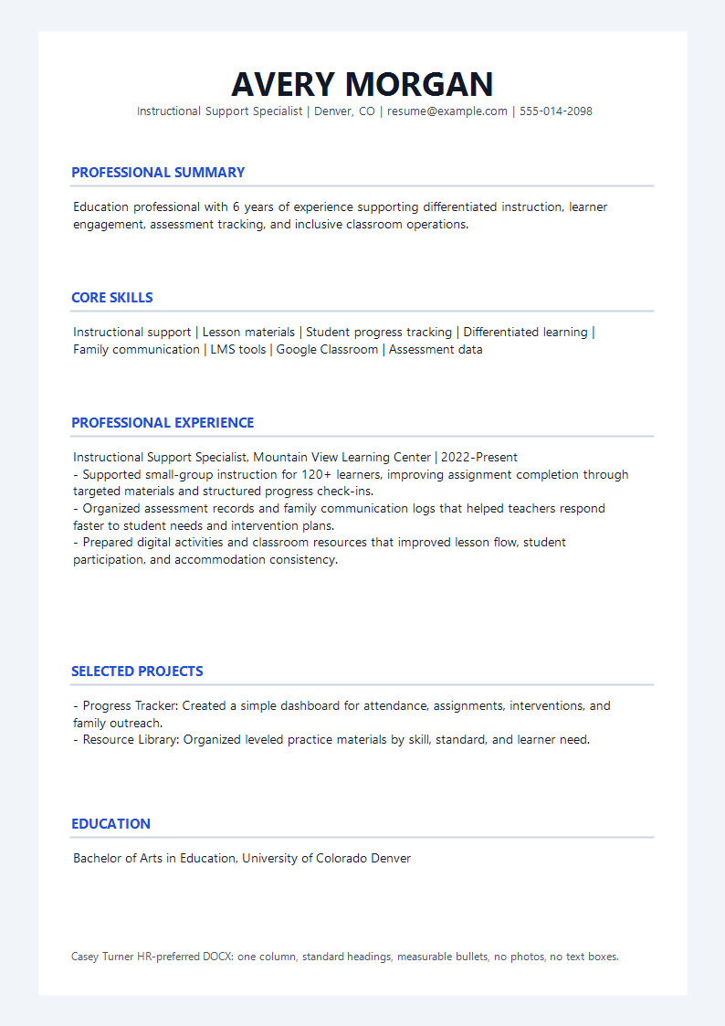 Education HR Preferred Resume preview