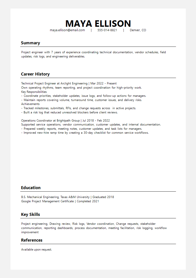Engineering Linear Chronicle Resume preview
