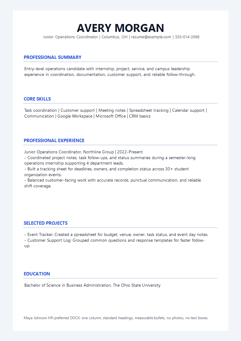 Entry Level HR Preferred Resume preview