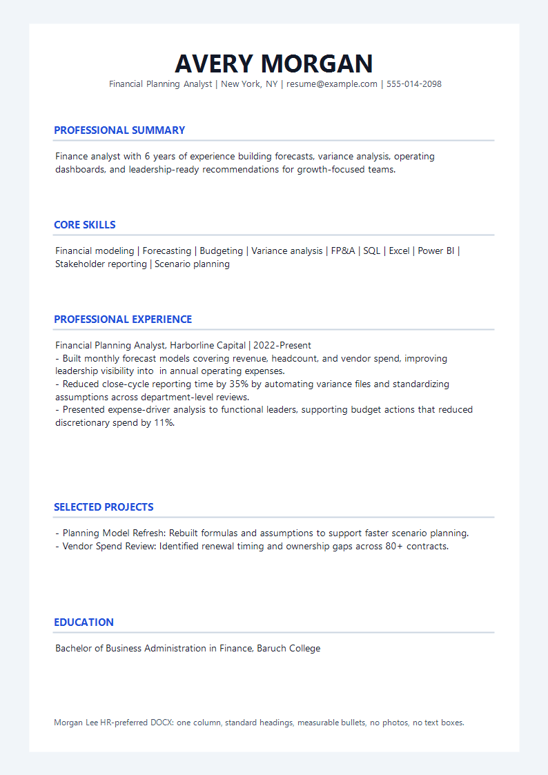 Finance HR Preferred Resume preview
