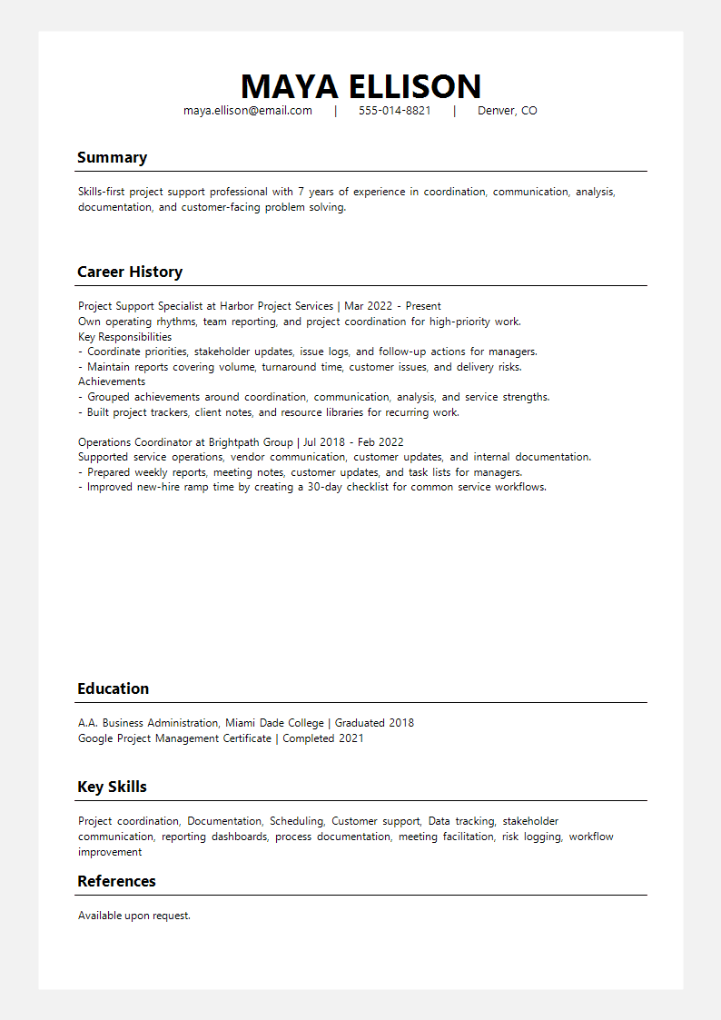 Functional Linear Chronicle Resume preview