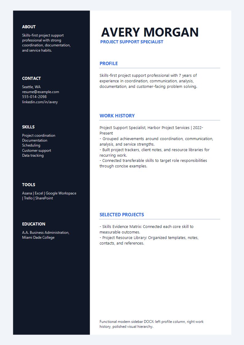 Functional Modern Sidebar Resume preview