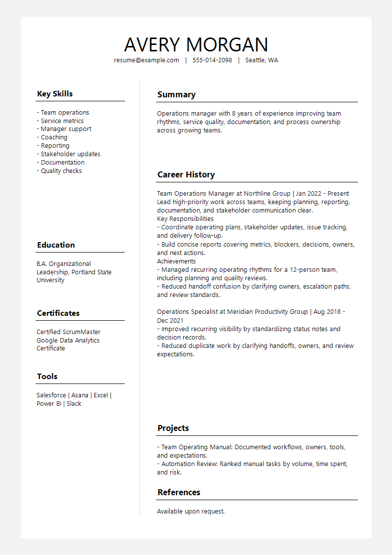 Mid Level Slate Profile Split Resume preview