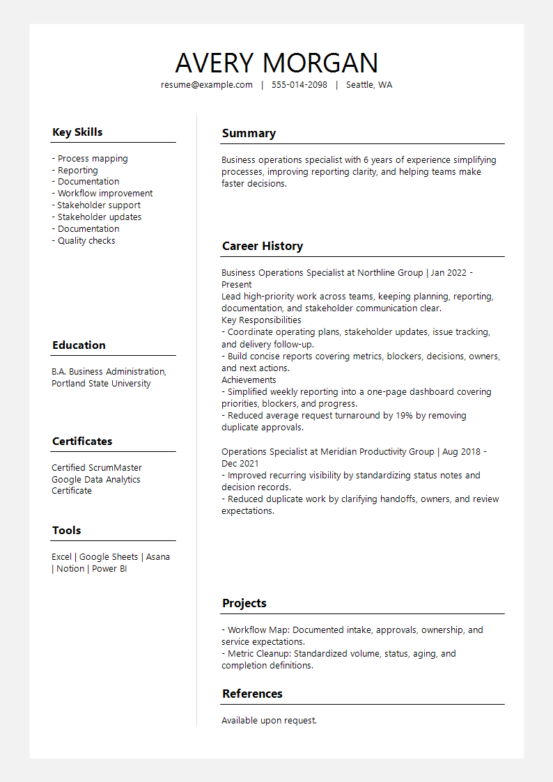 Minimal Slate Profile Split Resume preview