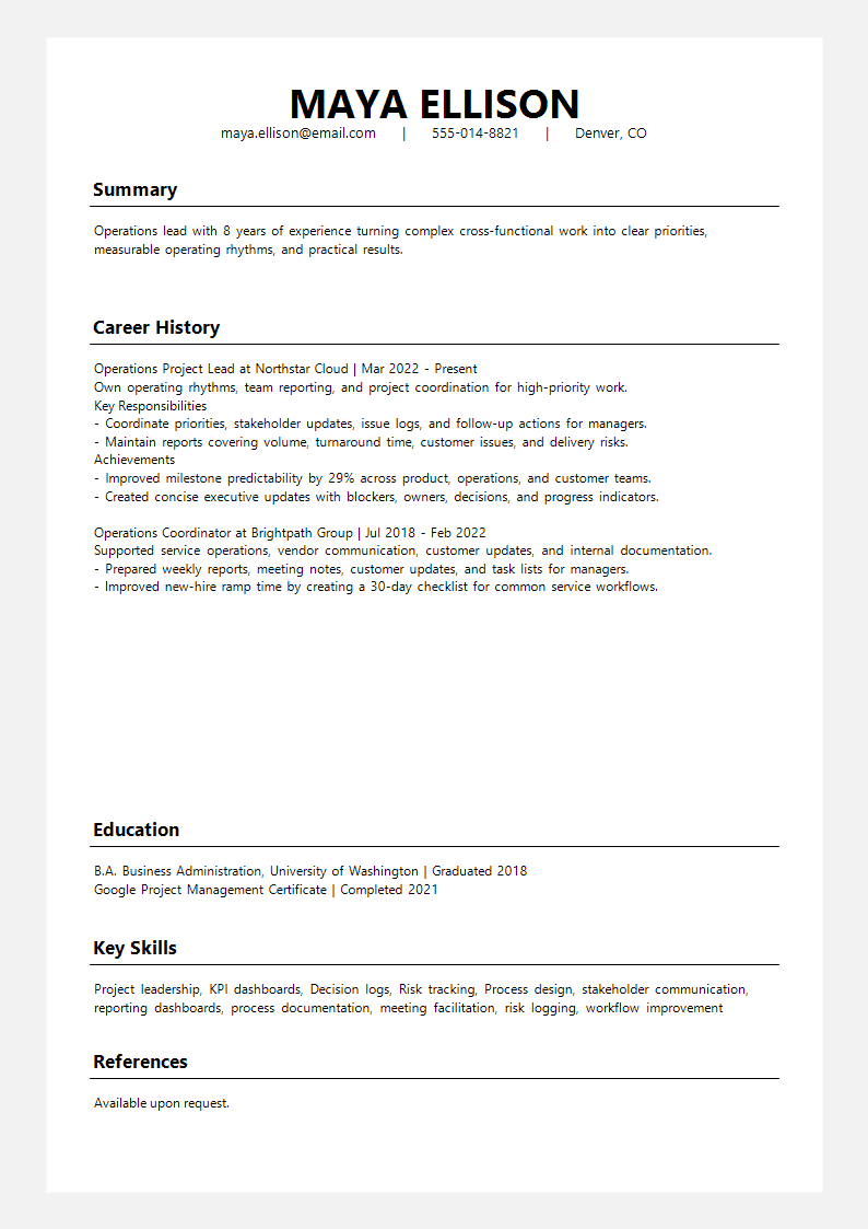 Modern Linear Chronicle Resume preview