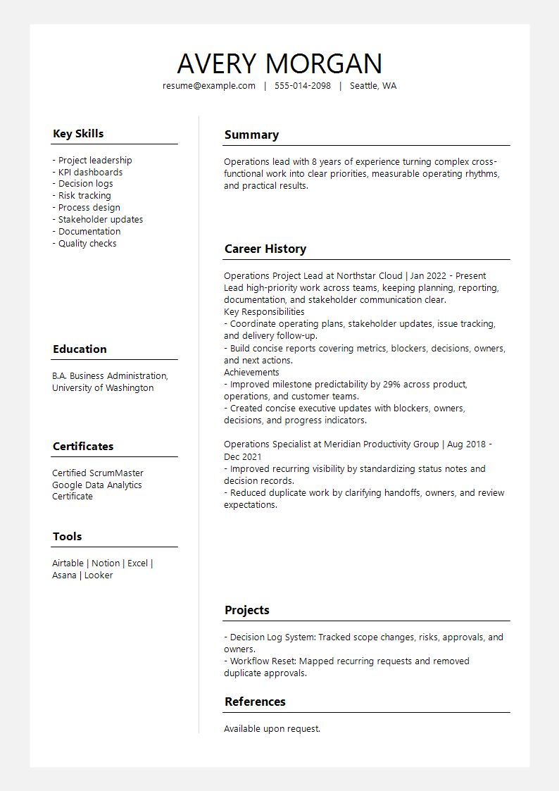 Modern Slate Profile Split Resume preview