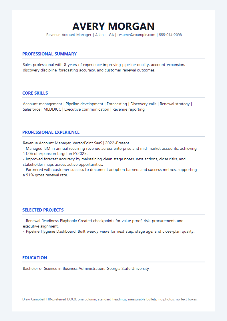 Sales HR Preferred Resume preview