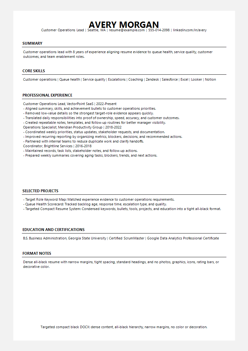 Targeted Compact Black Resume preview
