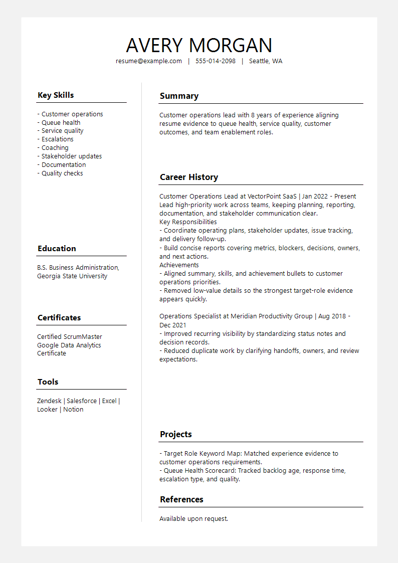 Targeted Slate Profile Split Resume preview