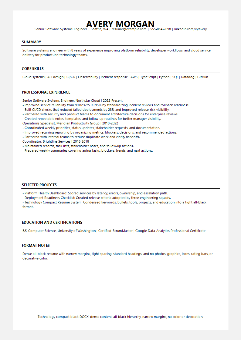 Technology Compact Black Resume preview