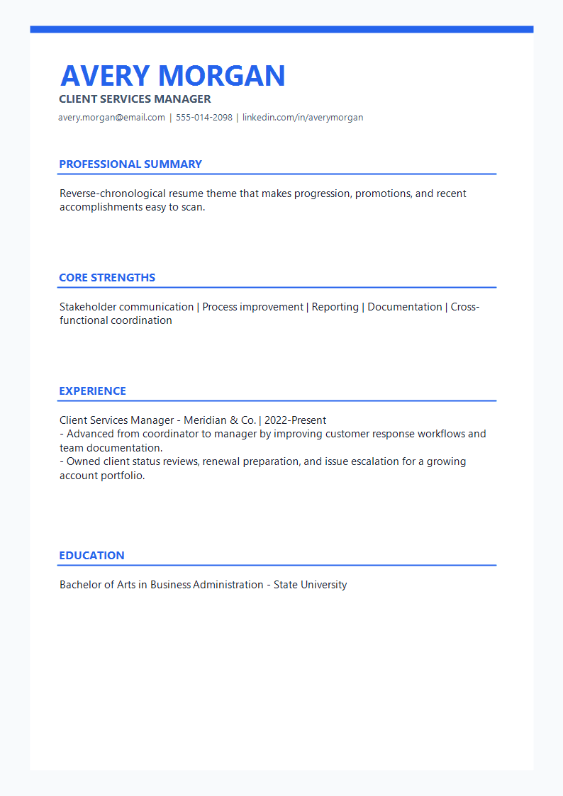 Chronological Professional Signature Resume preview