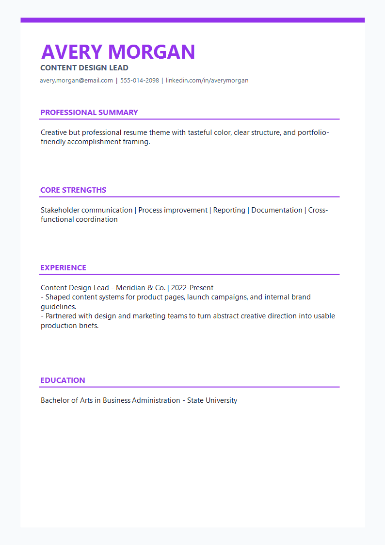 Creative Style Professional Signature Resume preview