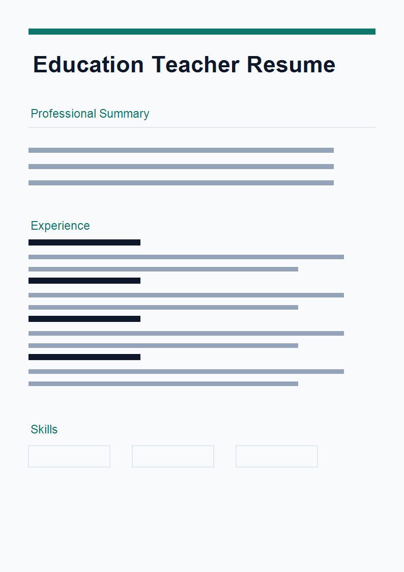 Education Teacher Resume preview