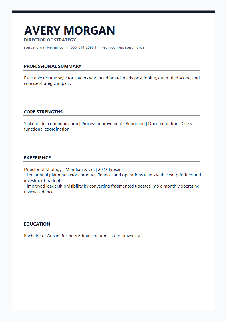 Executive Professional Signature Resume preview