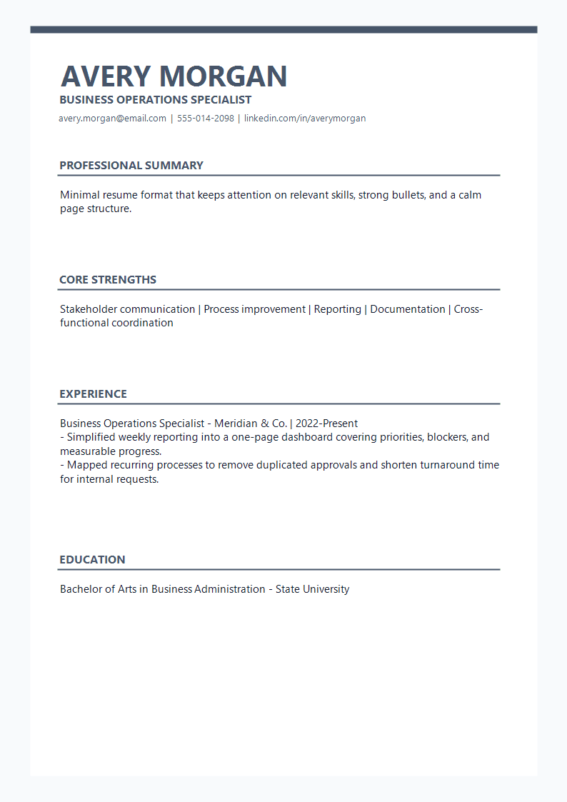 Minimal Professional Signature Resume preview