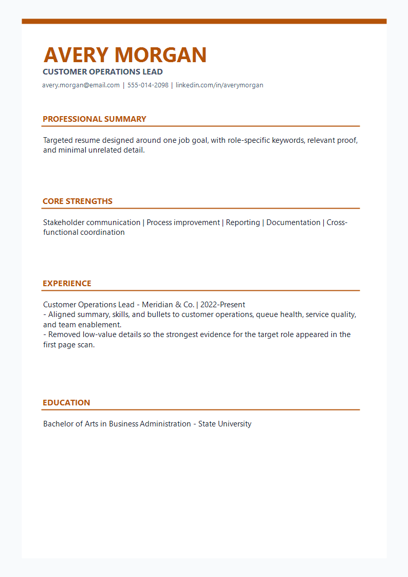Targeted Professional Signature Resume preview