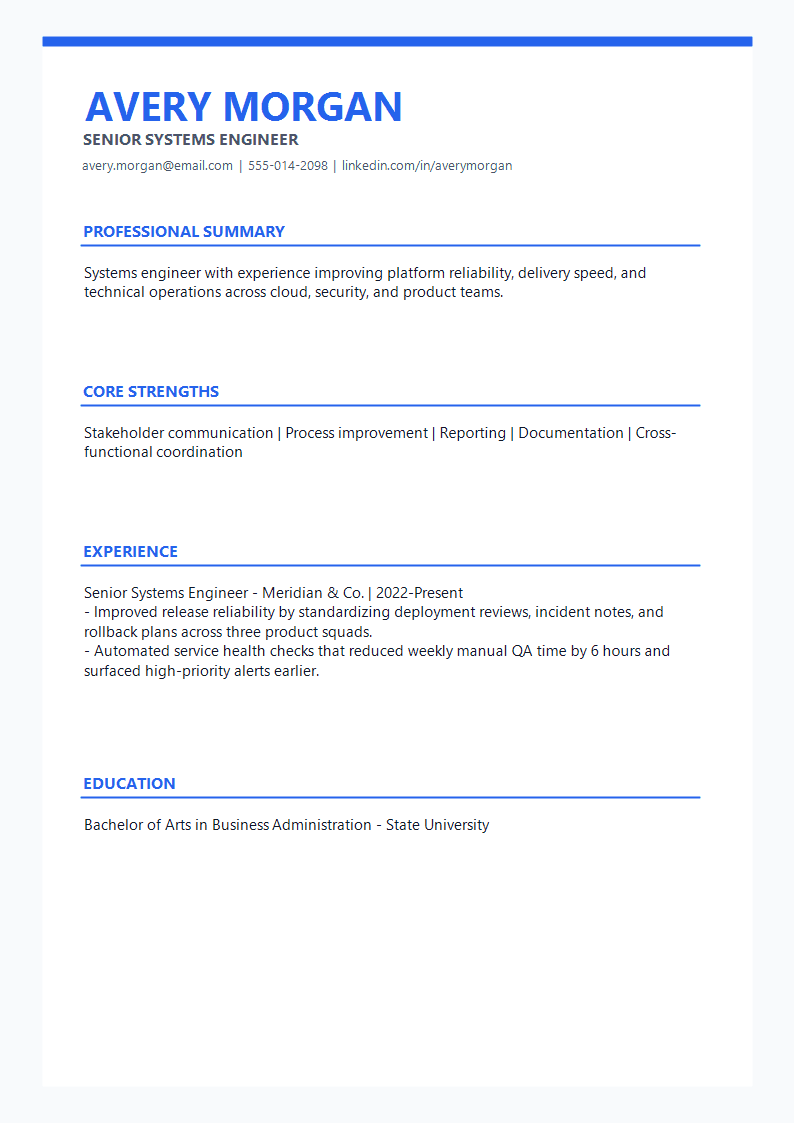 Technology Systems Resume preview